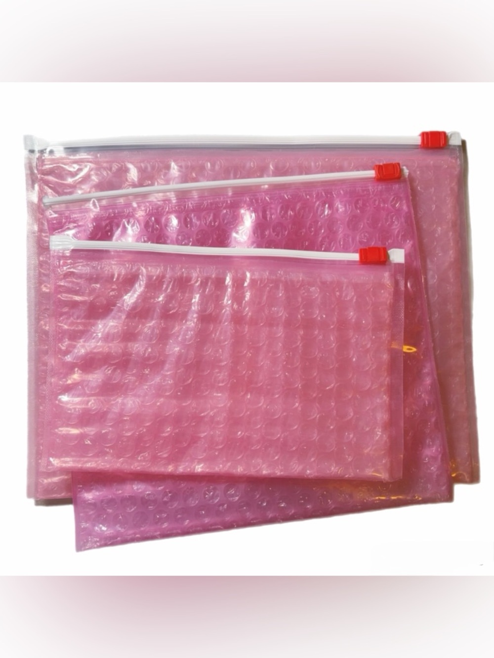 Glossier Pink Bubble Pouches - Set of 3